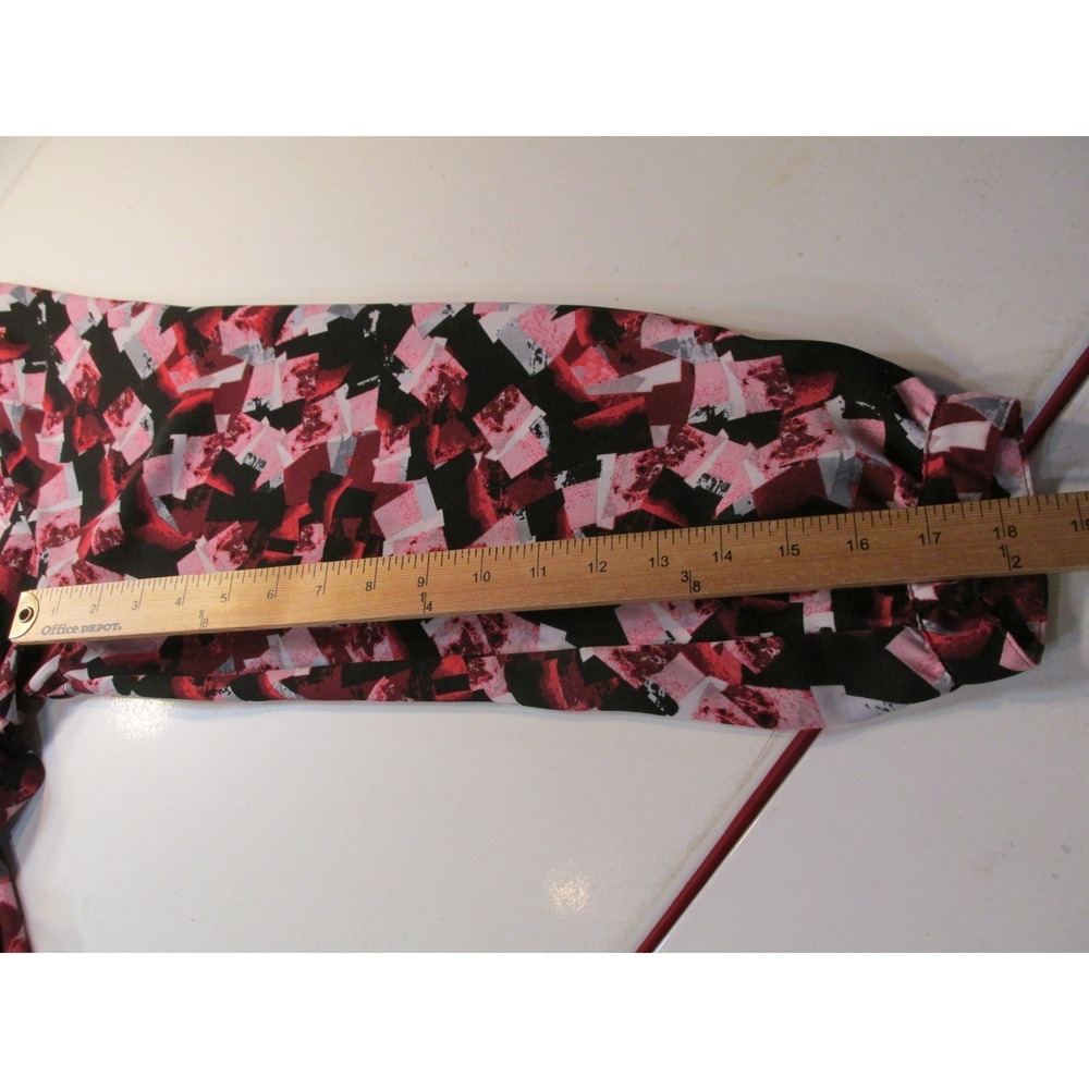 NY Collection Tunic Blouse Womens 3X Plus Pink Black Geometric Zip V-Neck Top - Picture 9 of 11